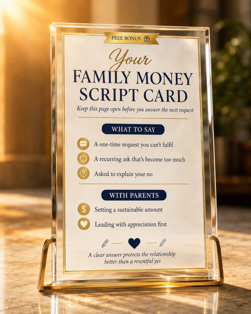 Free Bonus - Family Money Script Card