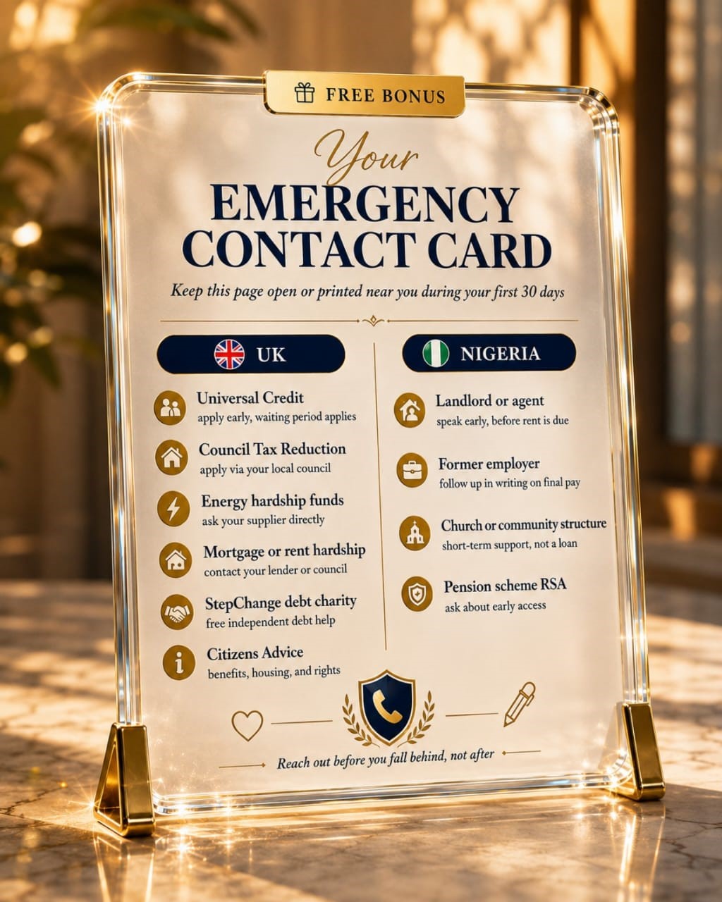 Free Bonus - Emergency Contact Card